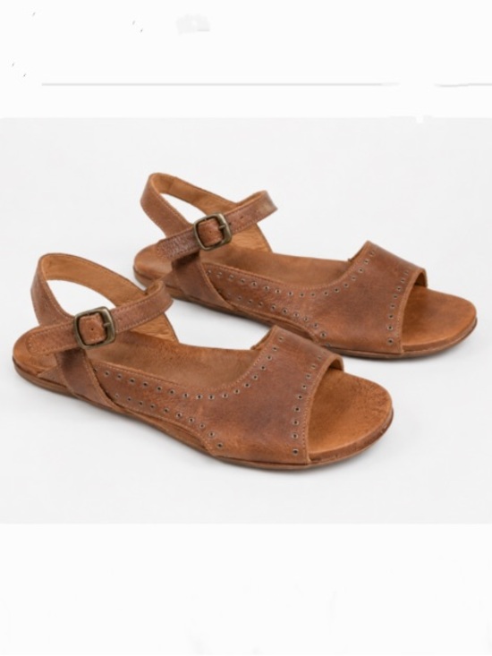 Bed Stu Shoes - Bed Stu Auburn Brown Leather Buckle Sandals